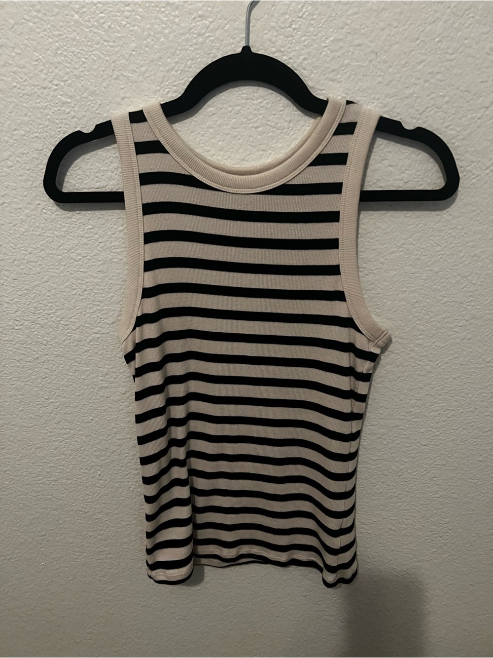 a new day Striped Ribbed Tank Top in Cream and Black